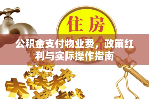 内门公积金支付物业费，政策红利与实际操作指南